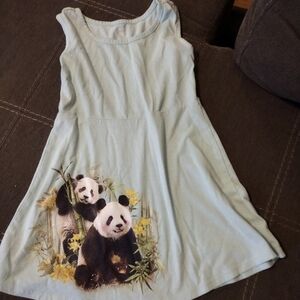 Kids Panda Print Blue Dress